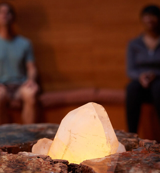 two people meditating in Mii amo Crystal Grotto