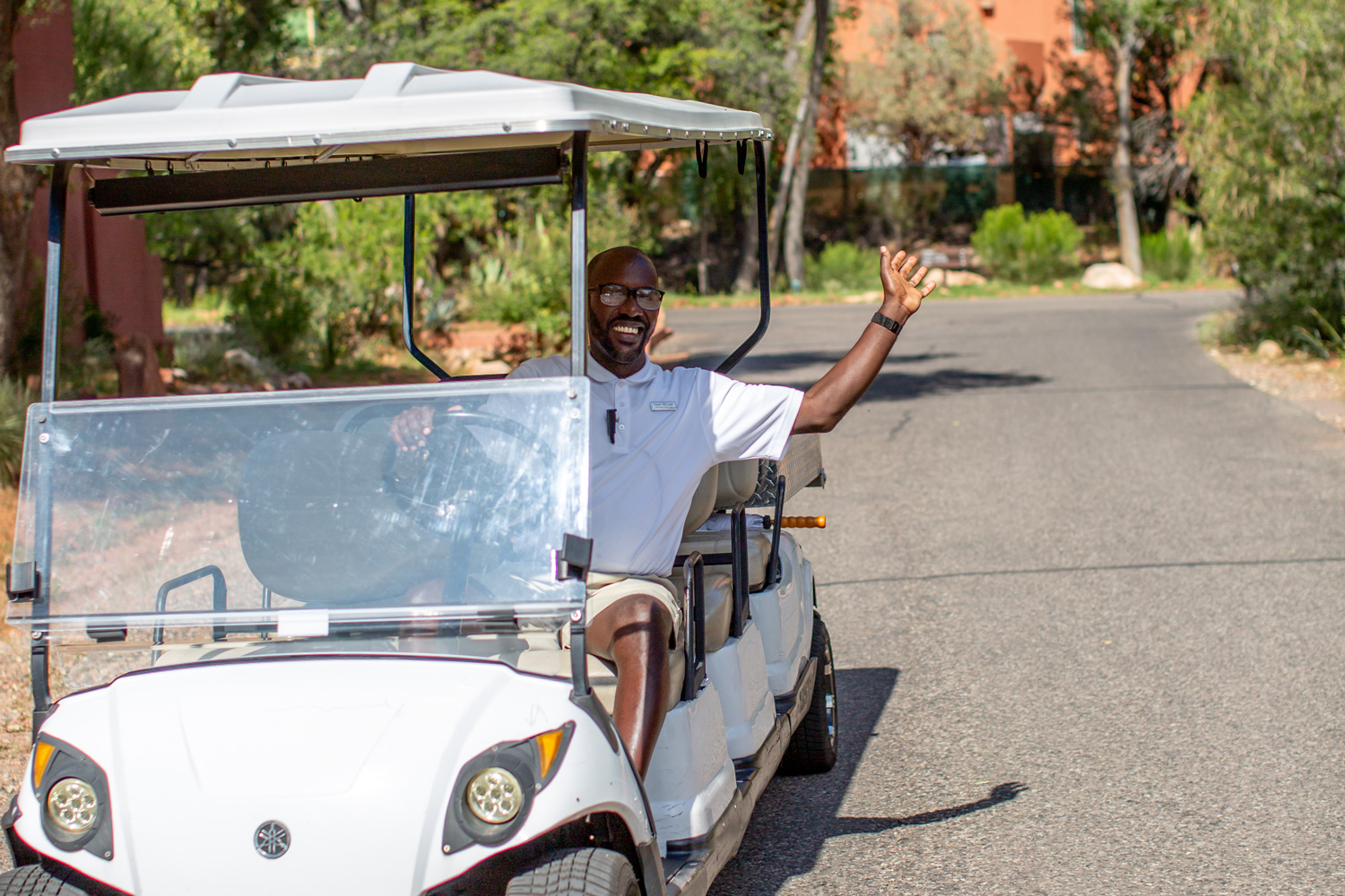 person in golf cart