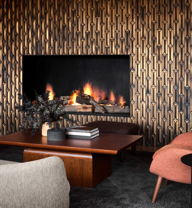 fireplace in Journey Lounge