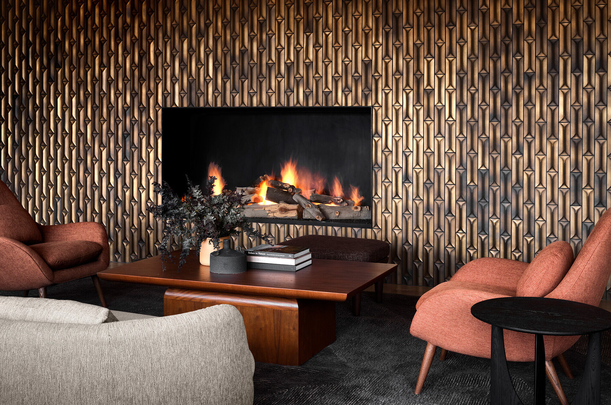 fireplace in Journey Lounge