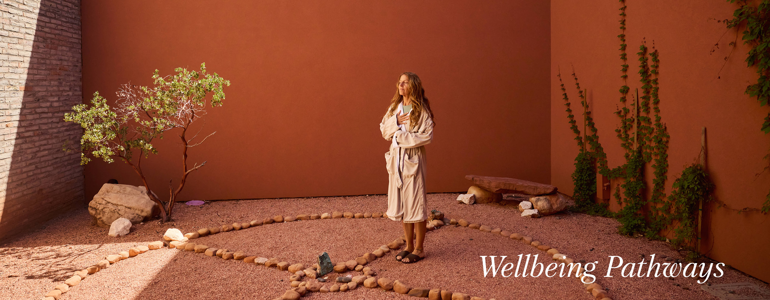 woman standing in meditation circle