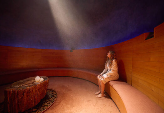 woman meditating with light