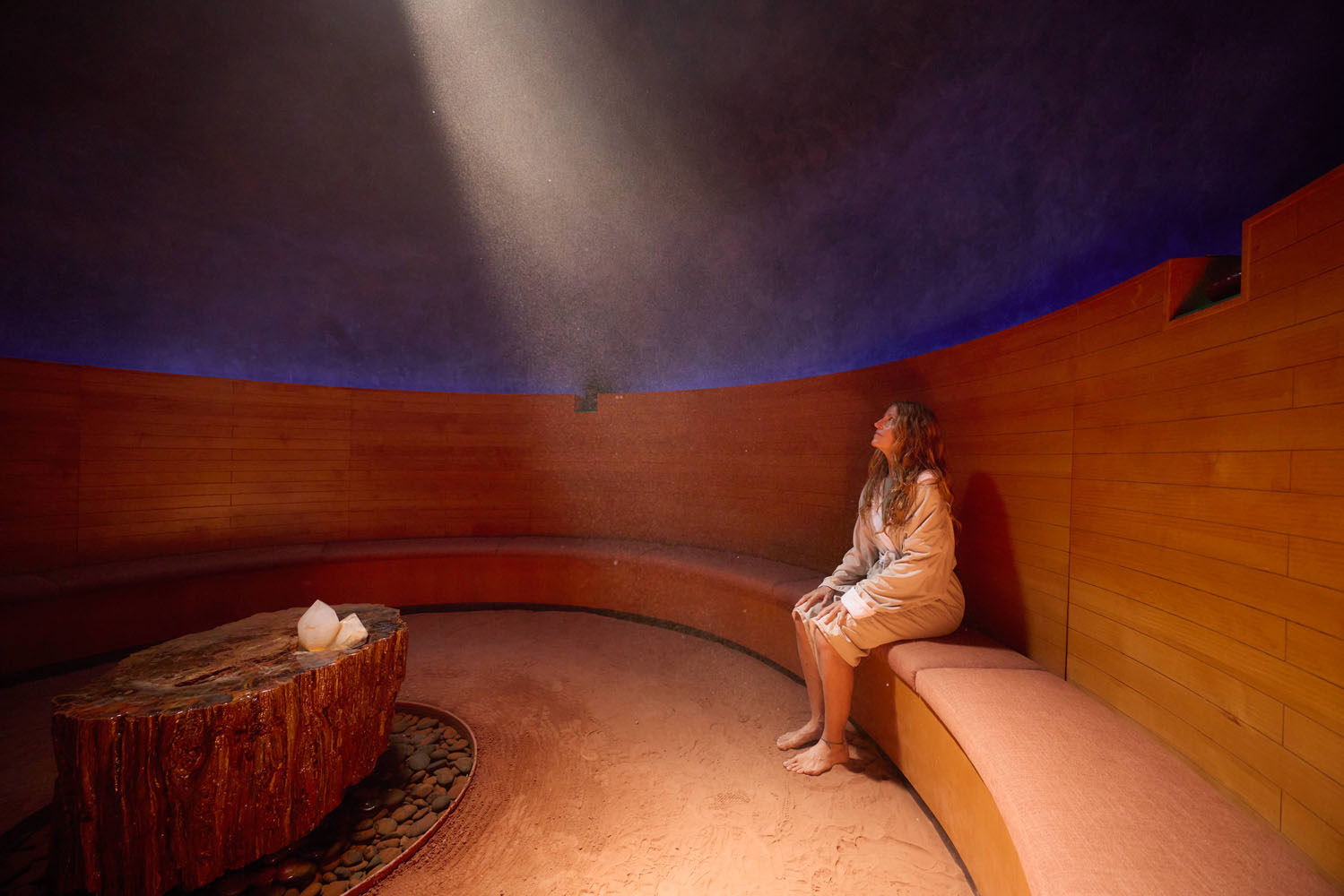 woman meditating with light