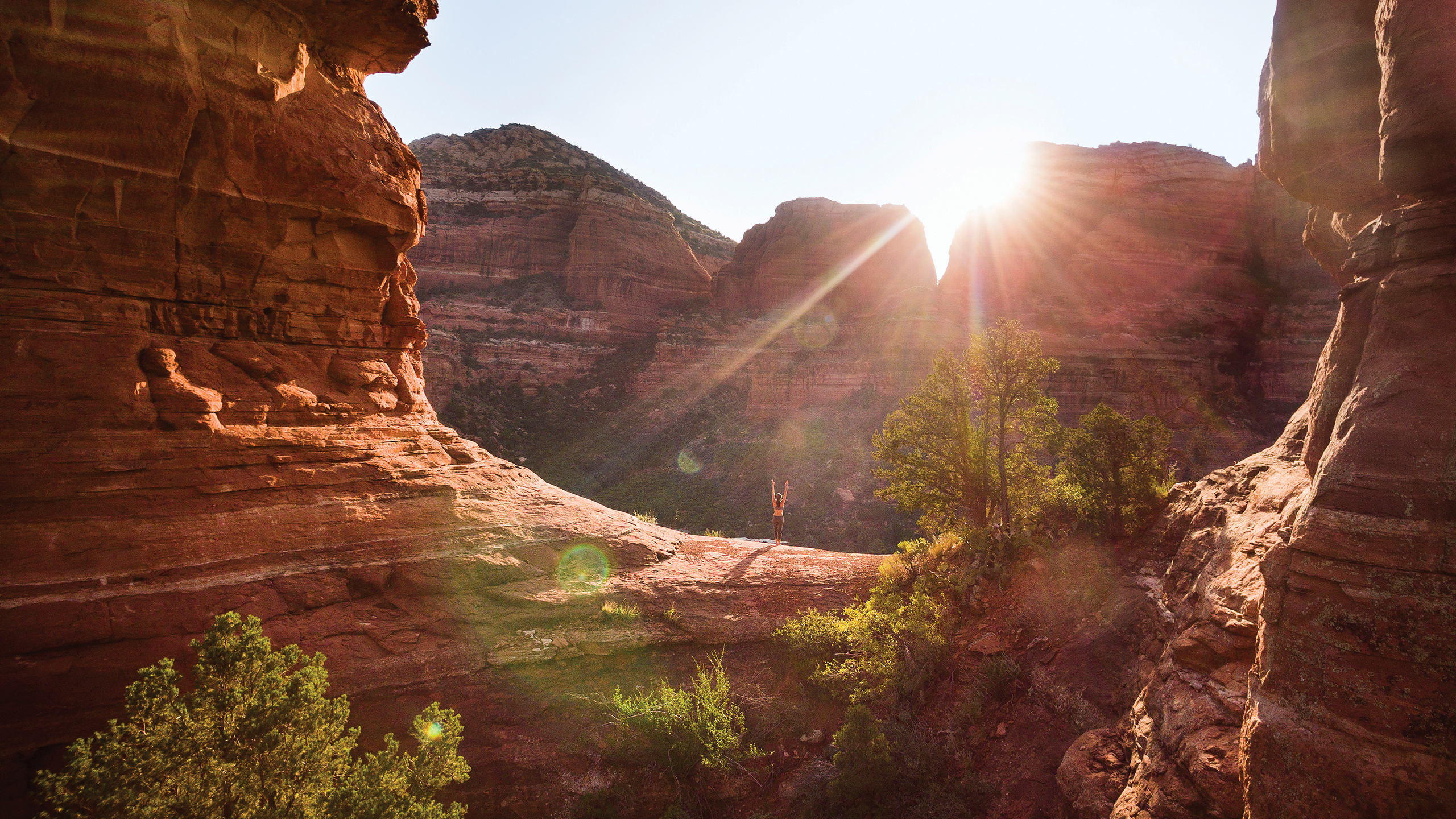 sunrise over red rocks